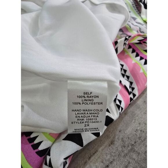 Savanna Jane Midi Dress Round Neck Summer Geometric Print Multicolor Size 2X - Picture 7 of 7